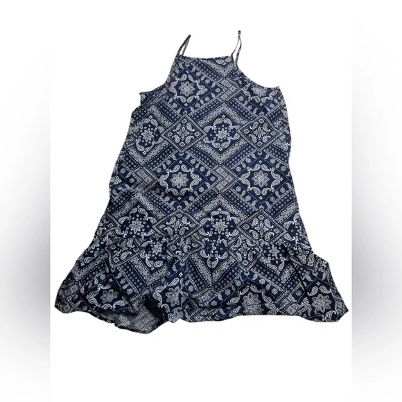 The Children’s Place Blue Bandana Ruffle Dress Girls Size Large NWT - Picture 2 of 9